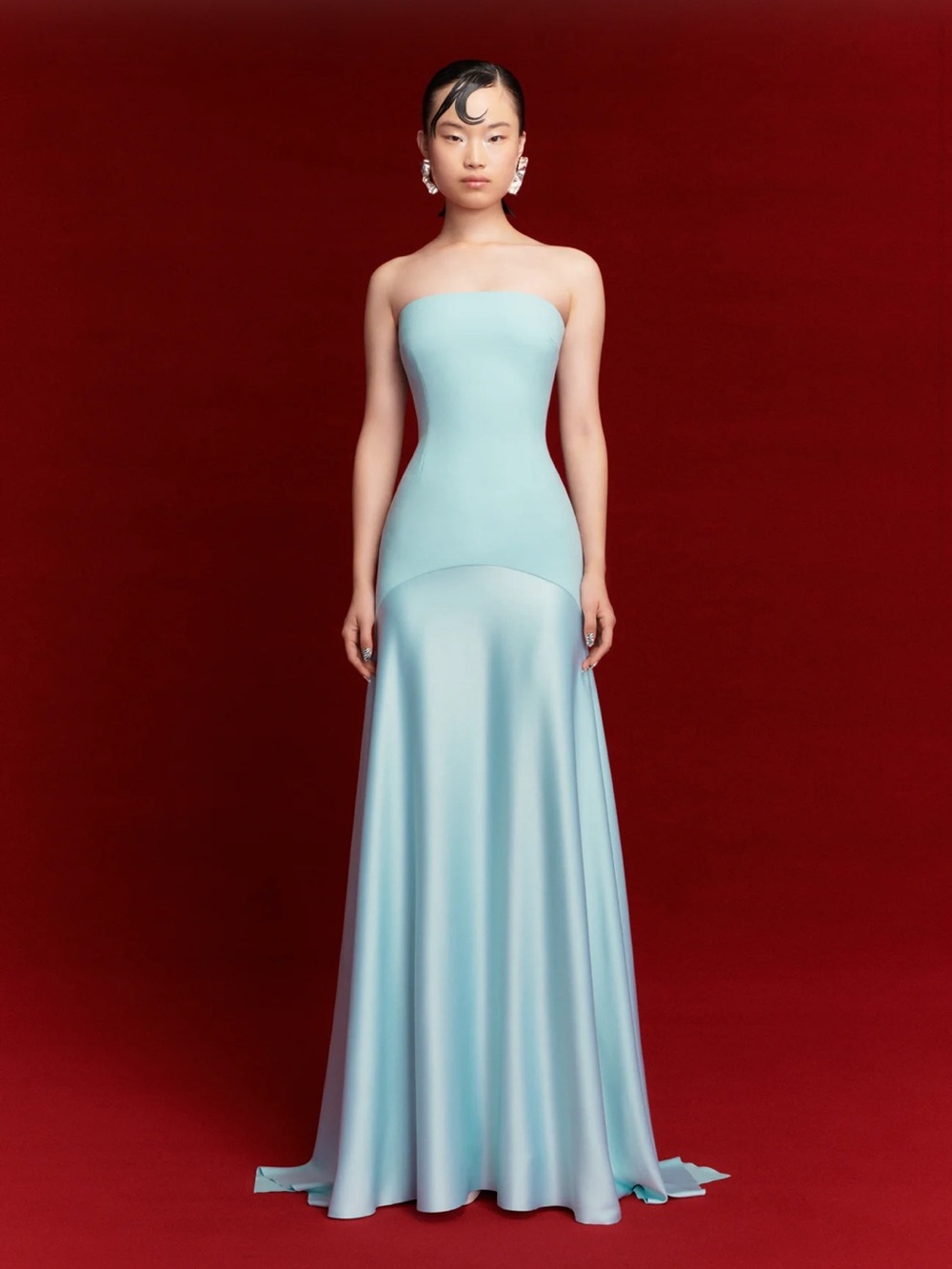 Solace London Strapless Maxi Dress in Light Blue